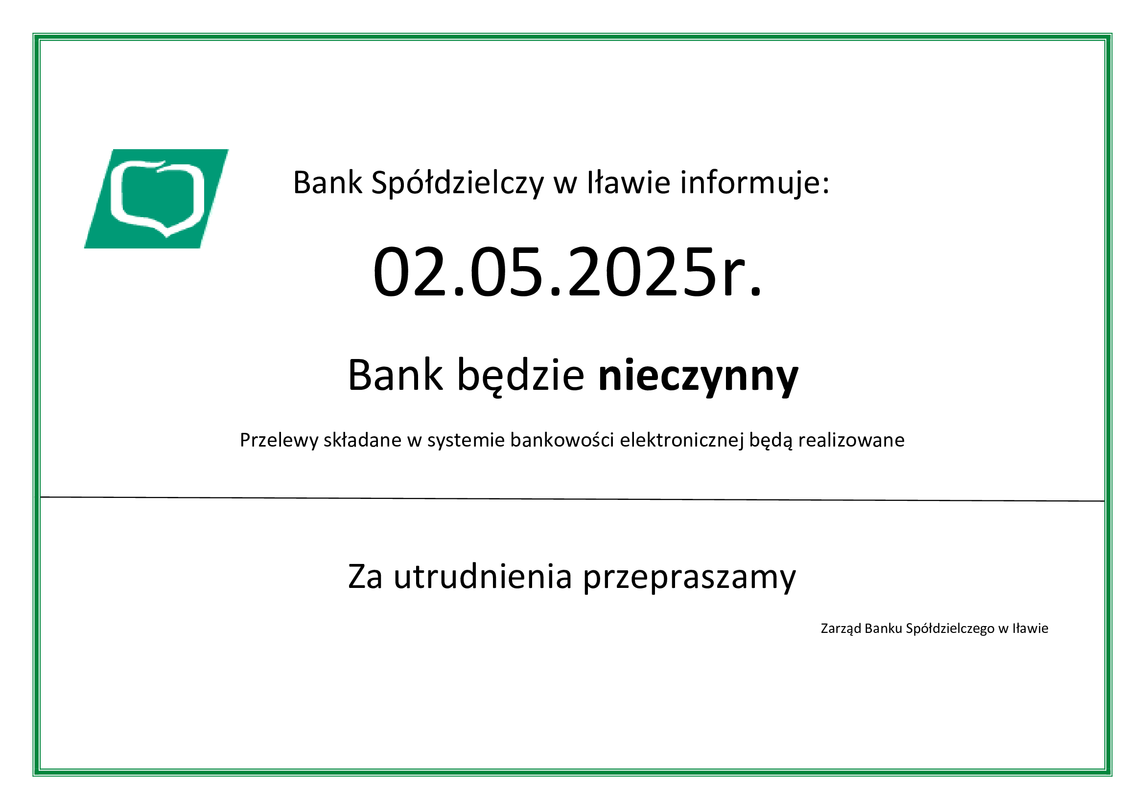 Informujemy 02 maja 2025